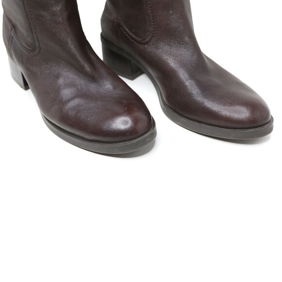 Jessica Simpson Cobra Brown Leather Over Knee Boots Fold Down Cuff Classic - Picture 9 of 14